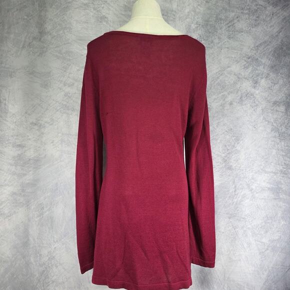 Soft Surroundings Sweater Tunic Womens Medium Burgundy Zip Hemp Tencel Cashmere - Picture 3 of 16